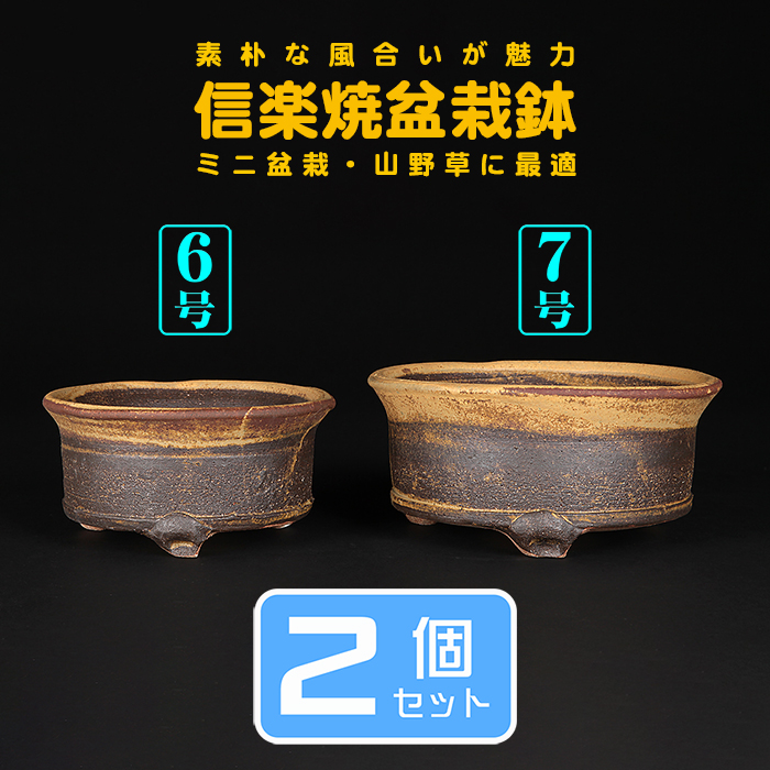 信楽焼鉄砂釉丸鉢2点セット