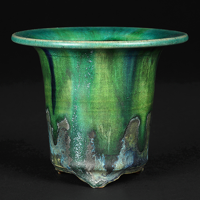 福茂緑釉窯変丸鉢