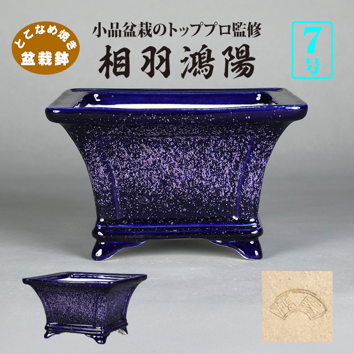 鴻陽瑠璃ピンク結晶釉額面正方鉢