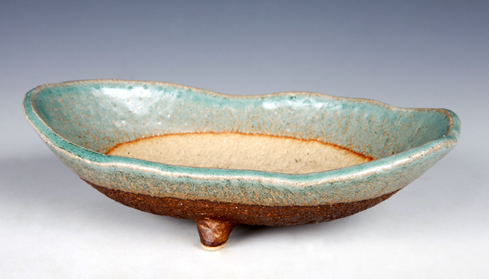 信楽焼青銅釉楕円鉢