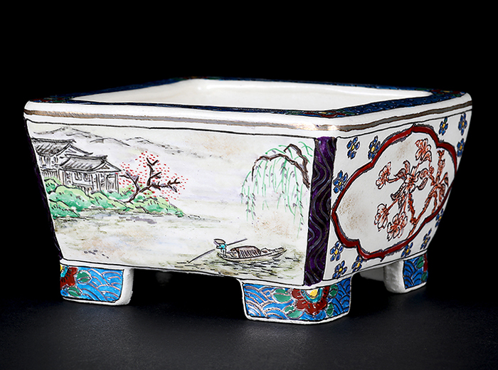 柳戸川浩山湖沼風景図正方鉢