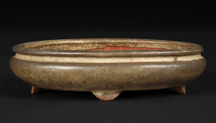 一陽白釉袋式楕円鉢